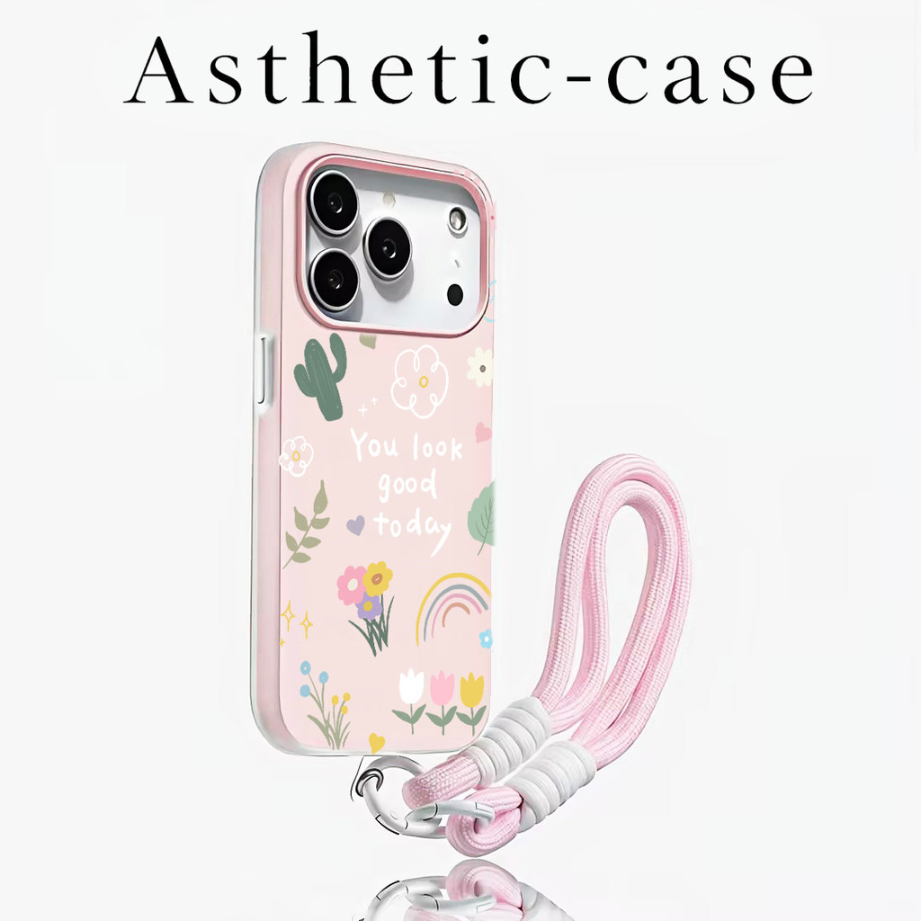 [Set Strap] Lucu Aesthetic Pelangi Case Oppo Reno 15F A6X A6 Pro 14F A3X A5 Pro A5 2025 A5I Case