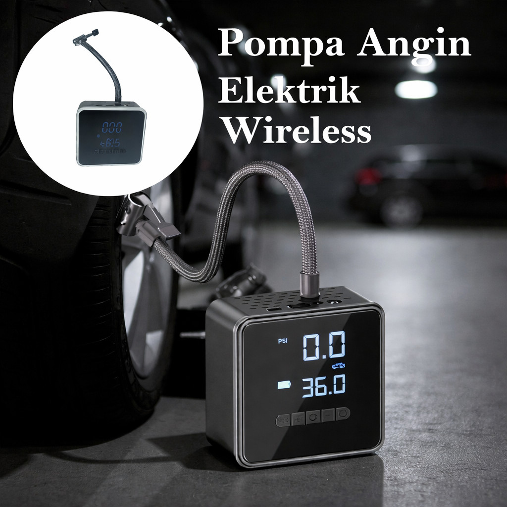 Pompa Ban Elektrik Portable Air Compressor 150 PSI 6000mAh - PR-718