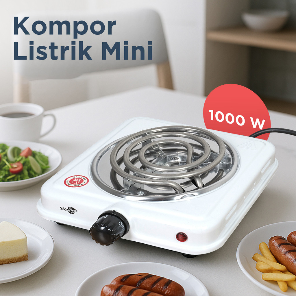 Kompor Listrik Mini Portable 1 Tungku Hot Plate Coil Heating 1000W Alat Masak Hemat Daya Anak Kos