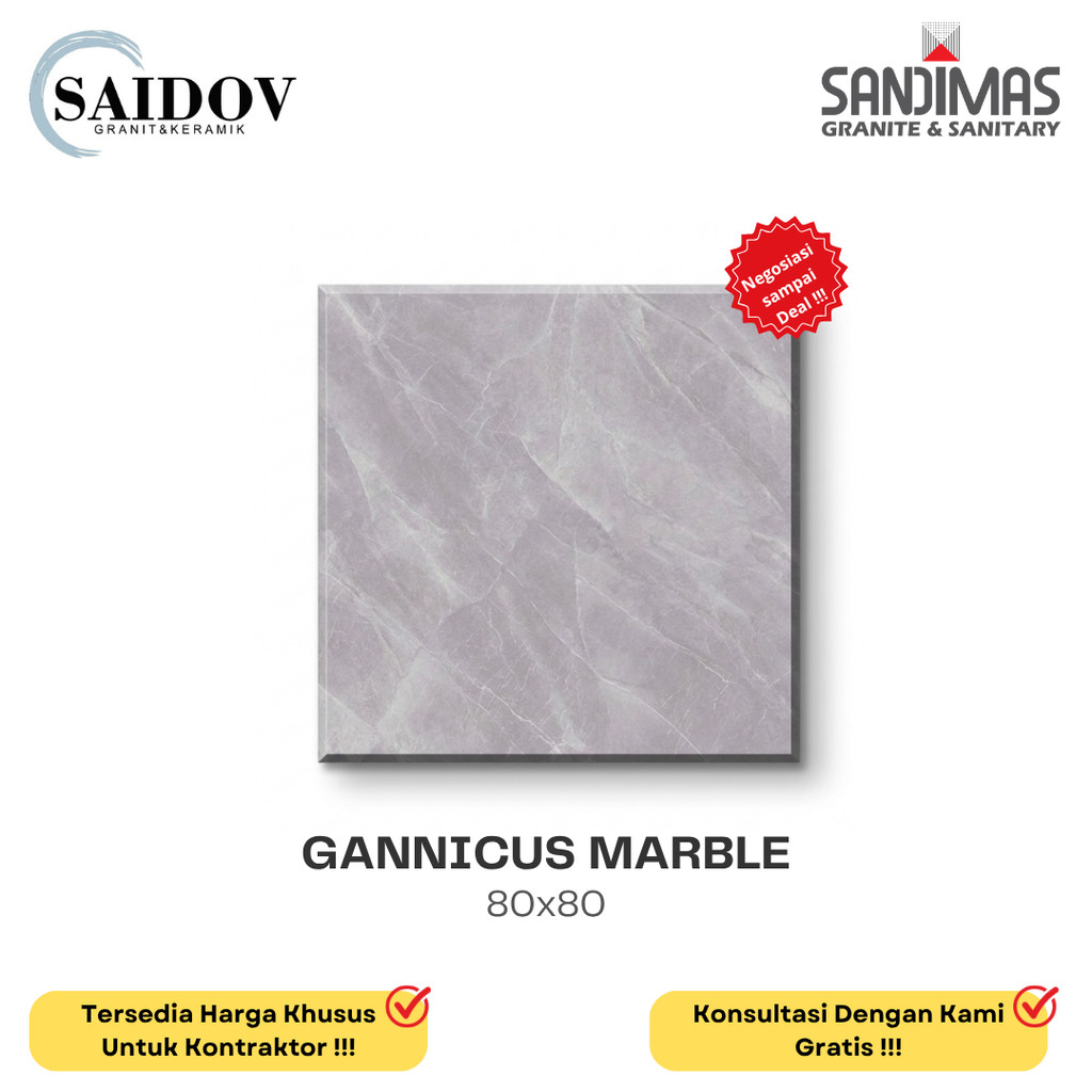 SANDIMAS LANTAI GRANIT GANNICUS MARBLE 80X80 POLISHED