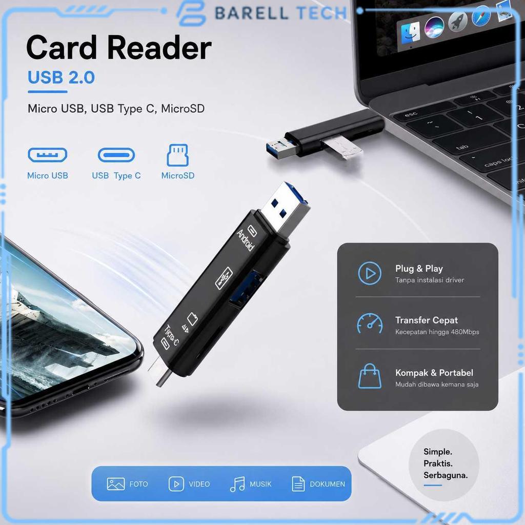 Natrberg Card Reader USB 2.0 Micro Type C OTG MicroSD Card USB - D-188