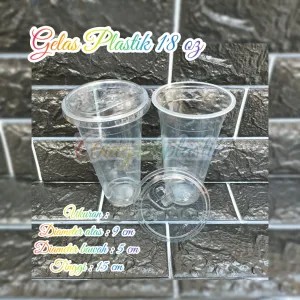 Gelas Plastik 18 oz SLIM  / Gelas Ice 18 oz SLIM Pakai tutup PER SLOP
