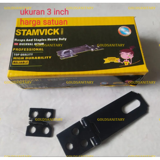 Overpal Hitam Stamvick 4"Inch | Engsel Gembok Kunci Tebal | Cantelan Cantolan Engsel Gembok TEBAL Hi