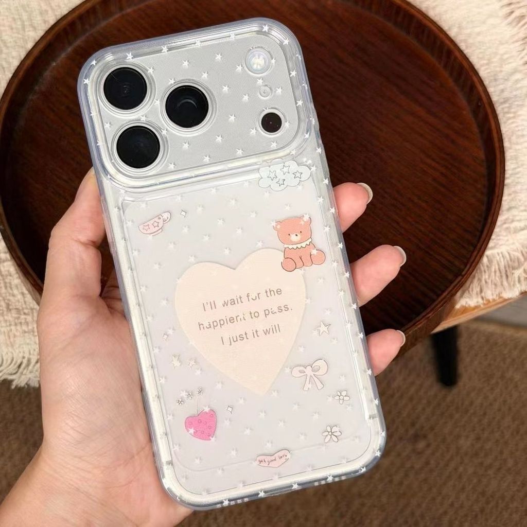 Bintang Love Girl Beruang Casing Hp Iphone 17 Pro Max Xs 16 Plus 13 Mini 14 15 11 12 Xr X Lucu Softc