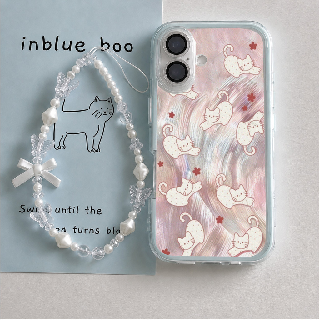 Mewah Kucing Putih Hologram Aesthetic Casing Hp Iphone 17 Pro Max 13 Pro Max15 Pro Max 15 Plus 11 14