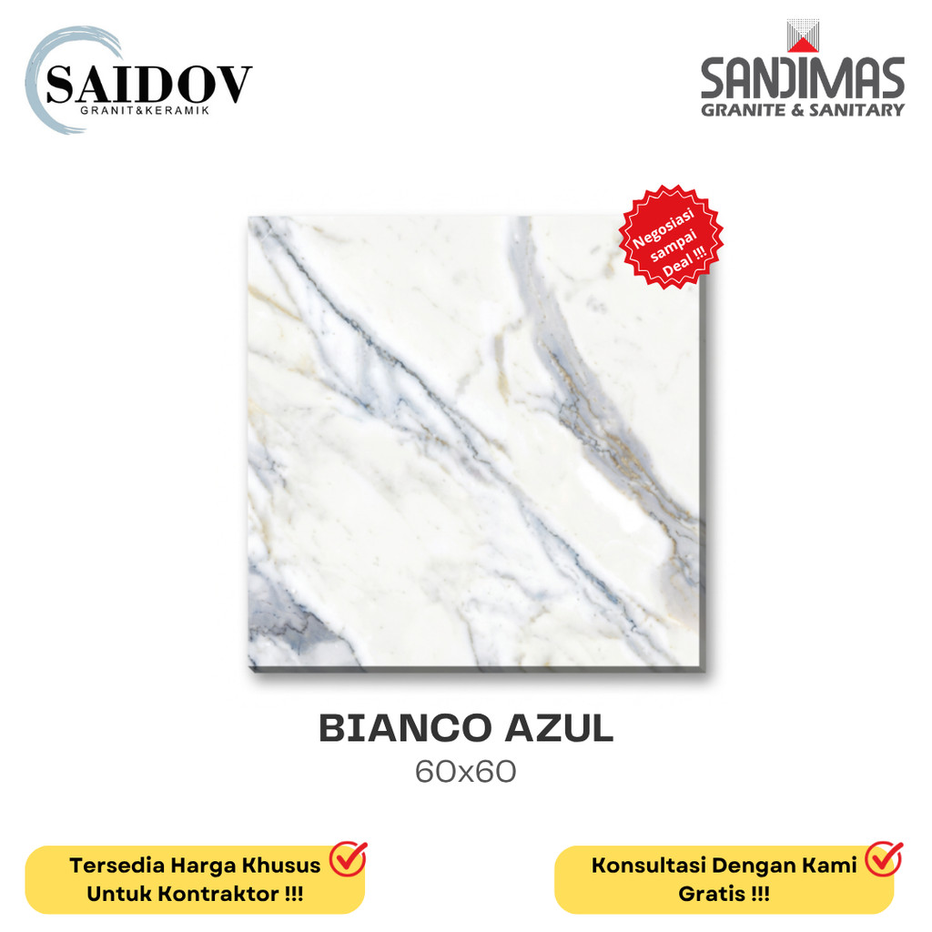 SANDIMAS LANTAI GRANIT BIANCO AZUL 60X60 POLISHED