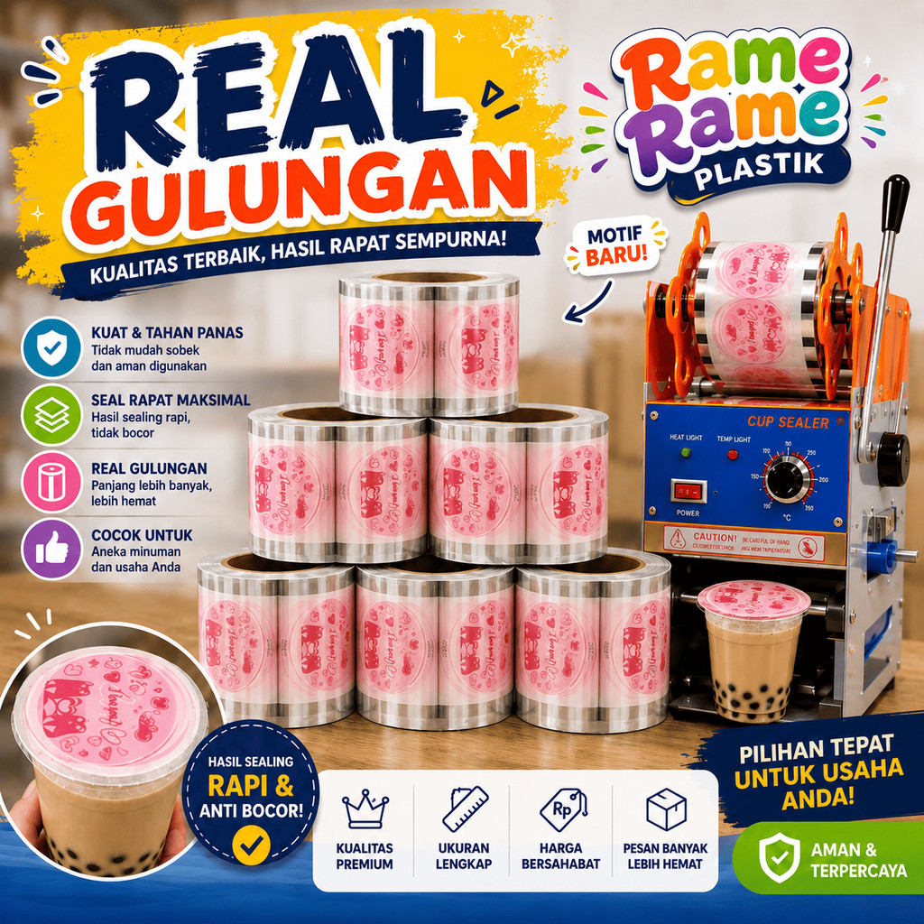 Seal Cup Plastik Love 1000 & 2000 Cup | Tutup gelas teh | kopi | tutup gelas plastik | Plastik Lid S