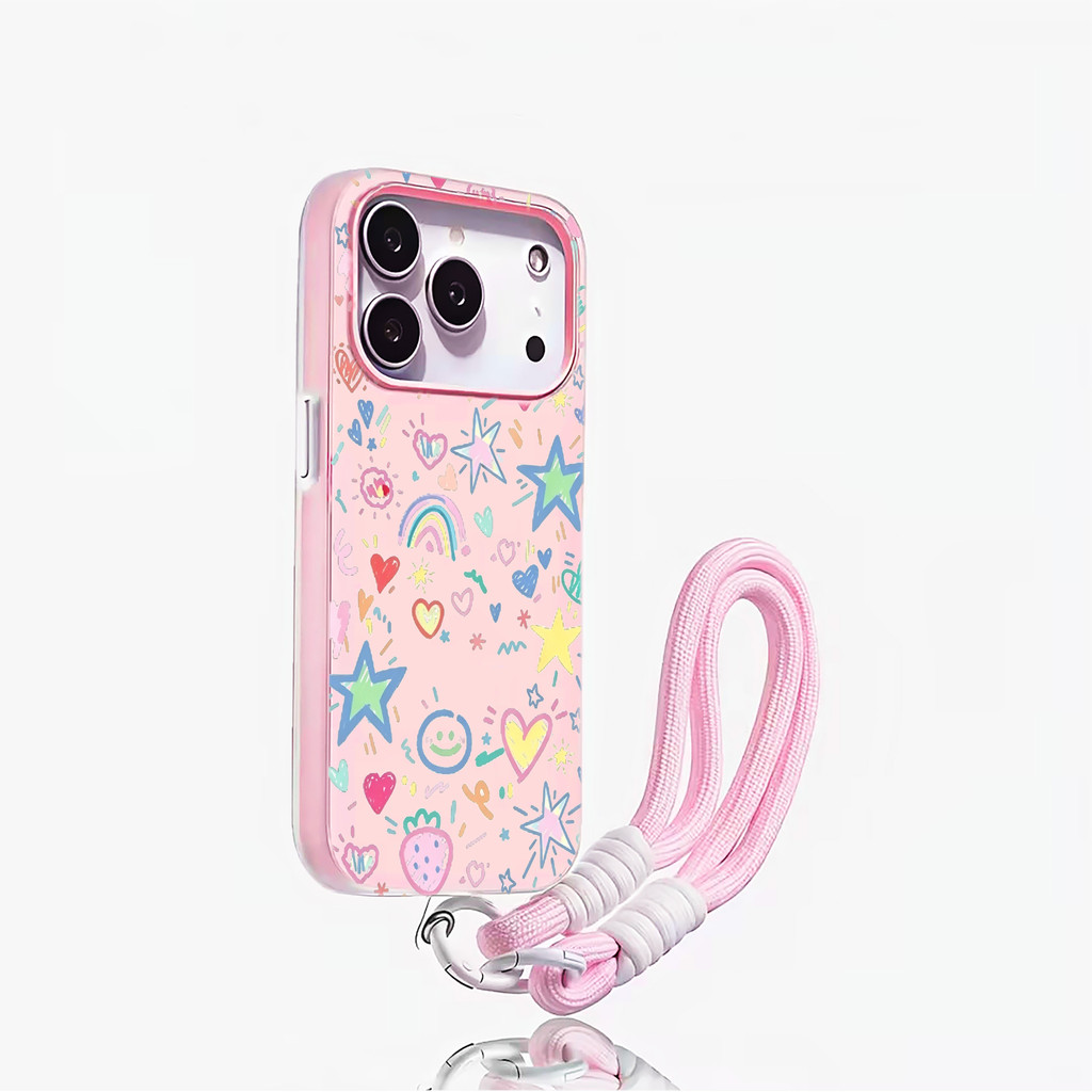 Cewek Pelangi Dan Bintang [Set Strap] Aesthetic Case Oppo Reno 15F A6X A6 Pro 14F A3X A5 2025 A5 Pro