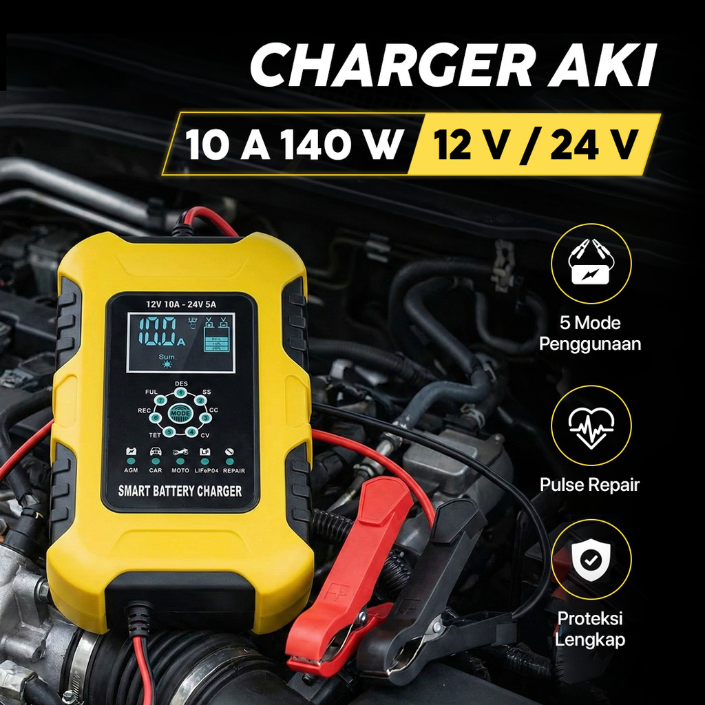 Charger Baterai Aki Mobil Automatic Detection 180AH 12/24V - FBC122410D
