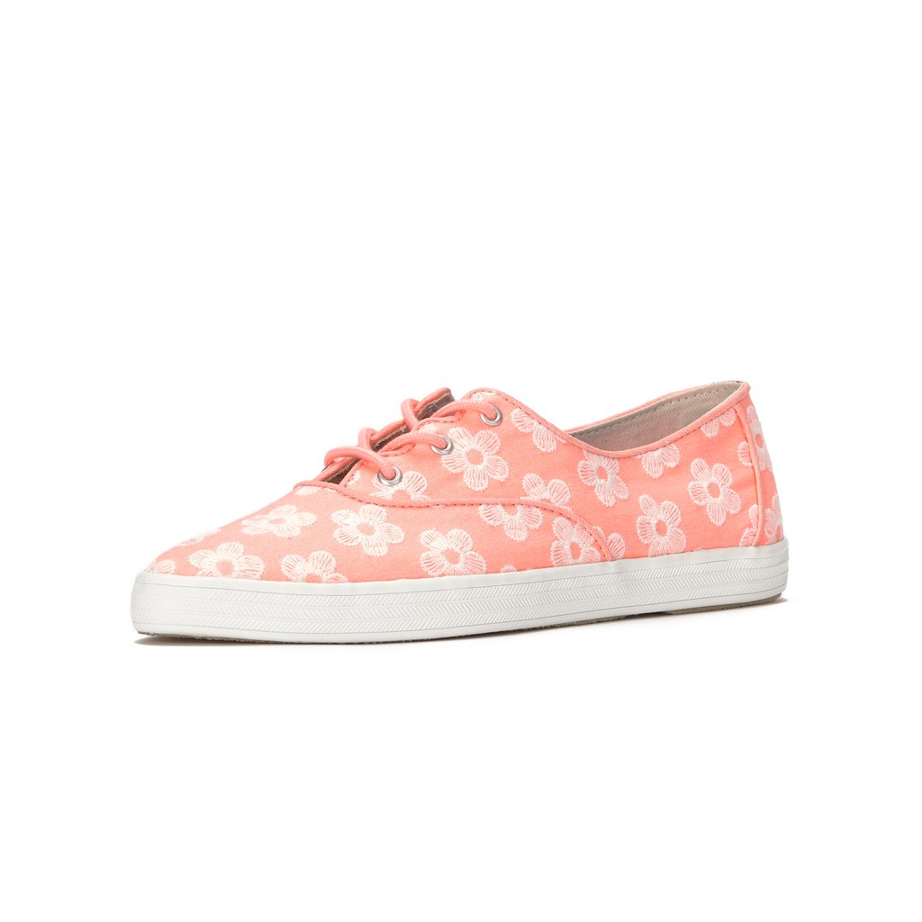 KEDS Women Ss26 Wf 04 Champion Point Low Wave Canvas Floral Emb Neon Coral/S Flemcn-WF69375