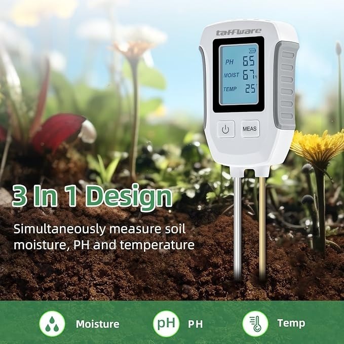 ORI Taffware Alat Pengukur Tanah Digital 3in1 Soil Tester PH Humidity Temp - YG39