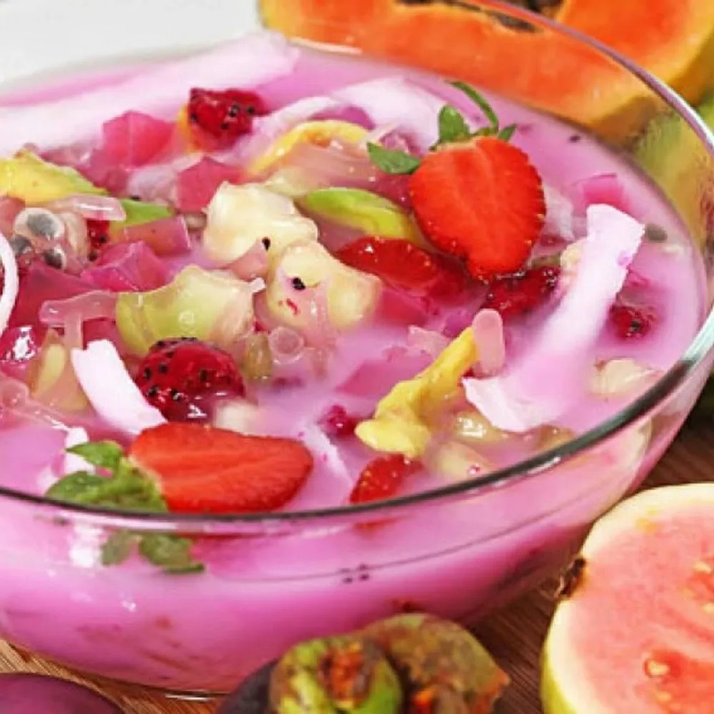 sop buah keju kuah naga merah
