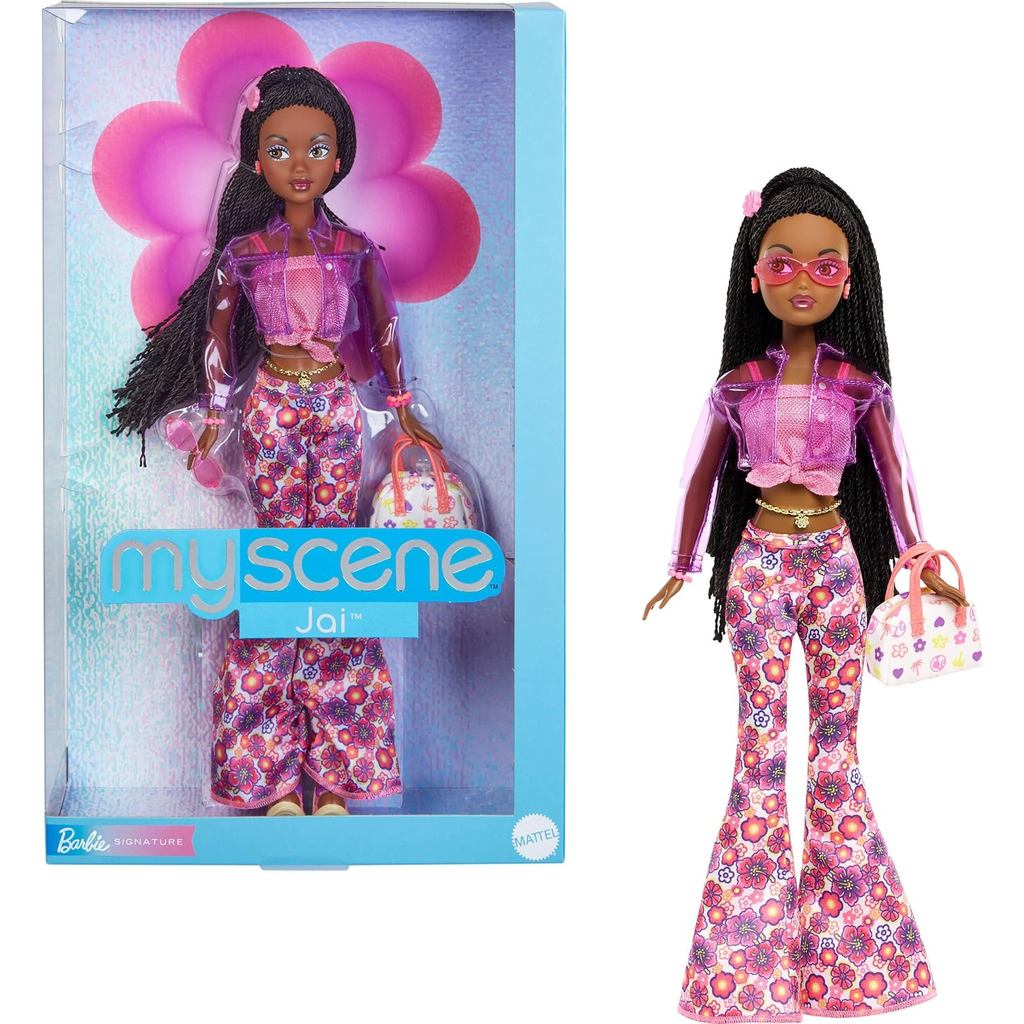 Barbie Signature My Scene Jai Doll and Accessories, Black Braids, Y2K-Inspired Outfit