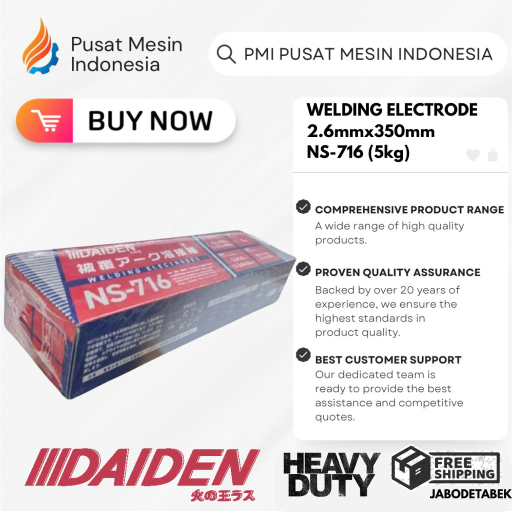 DAIDEN WELDING ELECTRODE 2.6mmx350mm NS-716 (5kg) KAWAT LAS / KAWAT ELEKTRODA