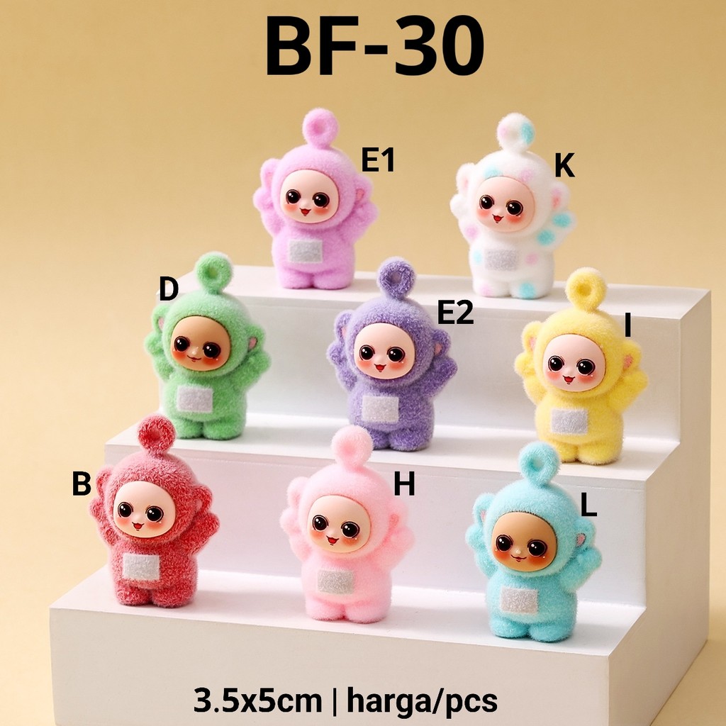 BF-30 Resin clay goody bag manyue decoration 3d diy teletubbies bludru velvet merah hijau ungu pink 