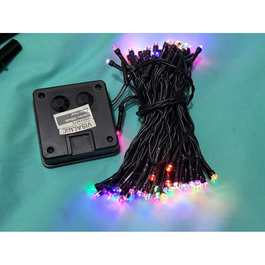 Visalux Vcd1007 Lampu Natal Solar Panel Warna Warni 100Led Rgb Outdoor