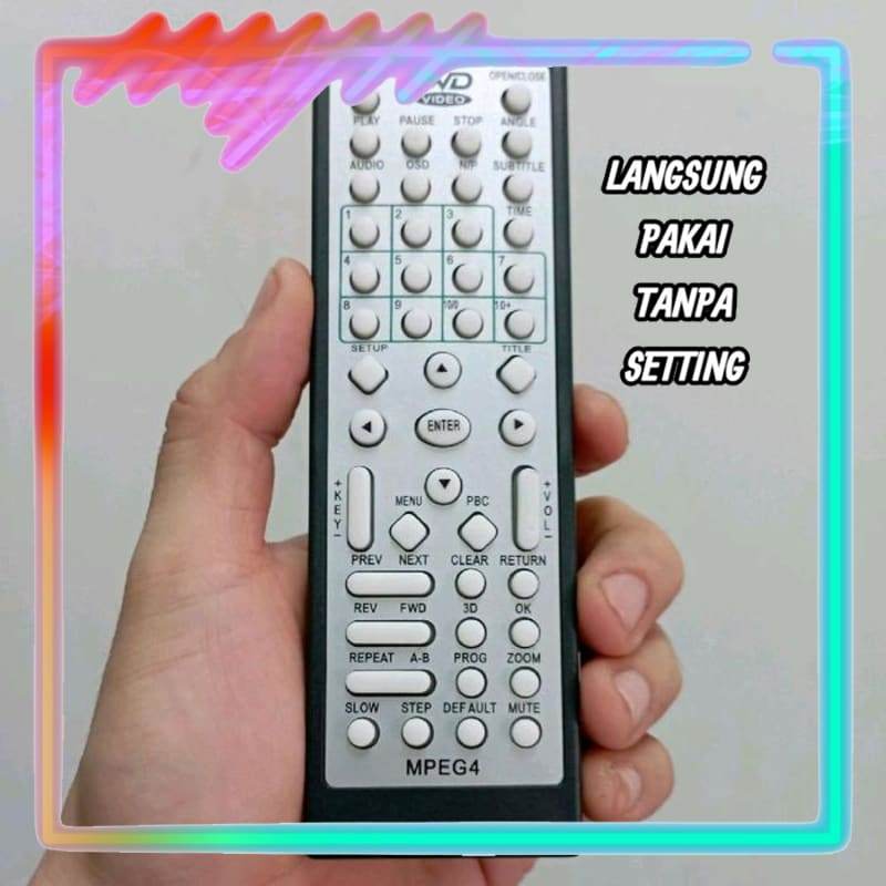 Remot Remote DVD MPEG4 Player Universal Tanpa Setting Maxtron GMC Kawachi Sieko Vlar Extend Crystal 