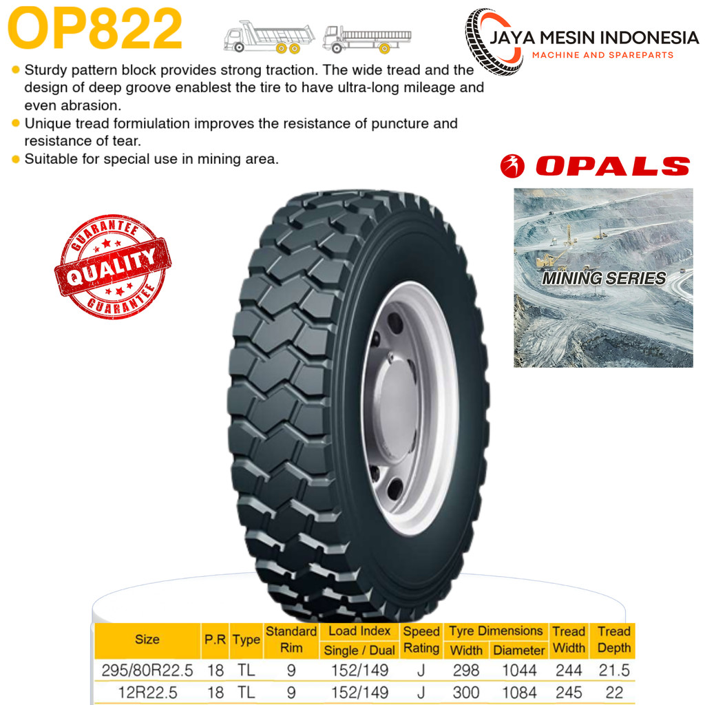 BAN TRUK MINING OP822 SIZE 12.00R24 20PR HEAVY DUTY | BAN DALAM LUAR TRUK TAMBANG ENGINE / SPAREPART