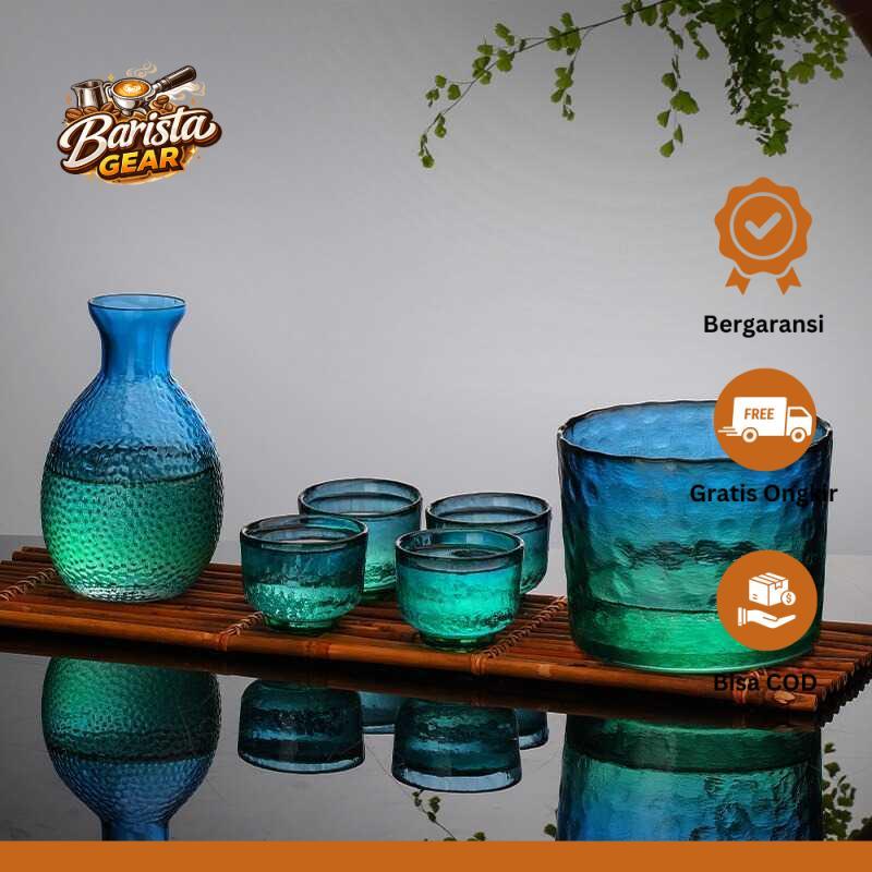 SSGP Set Teko Gelas Kaca Borosilikat Kopi Teh 4 Cangkir 1 Teko 1 Gelas - FC174