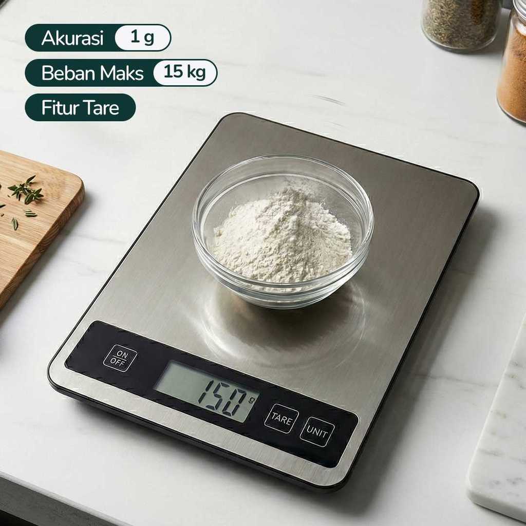 DHOME Timbangan Dapur Mini Digital Scale 15kg 1g - JJ210 - PGPR