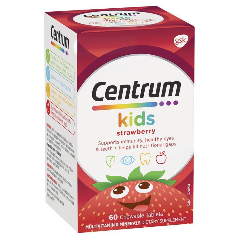 Centrum Kids Multi Vitamin 60 Strawberry Tablets Vitamin Anak Kualitas Terbaik Original