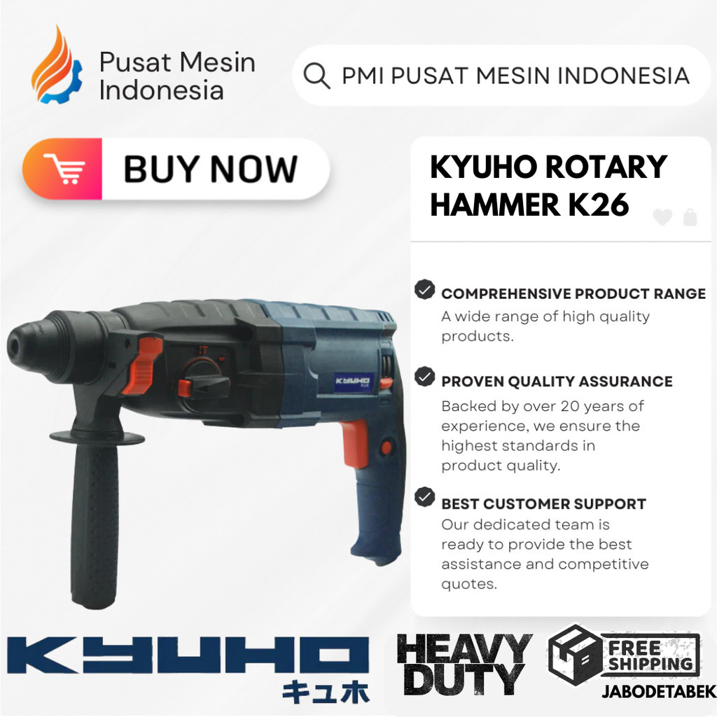 KYUHO  ROTARY HAMMER K26 / BOR BETON KYUHO / BOR BOBOK TEMBOK PROFESIONAL / ROTARY HAMMER MULTIFUNGS