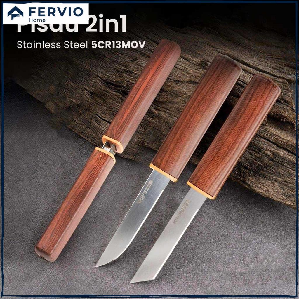 2in1 Pisau Dapur Daging Buah Sayur Serbaguna Stainless Tajam Unik Pisau Lipat Praktis Aman KNIFEZER 