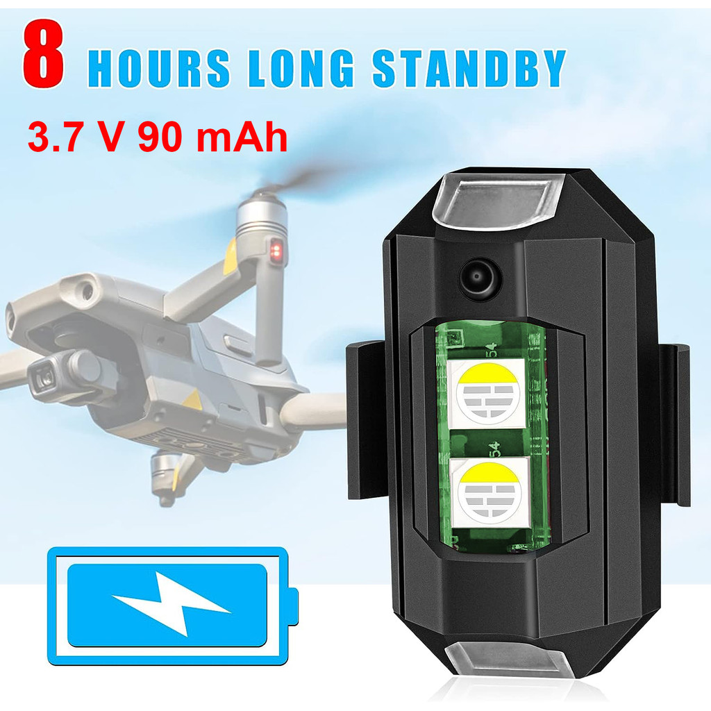 Lampu LED Pesawat Drone Motor Sepeda Sinyal Darurat 7 Warna Strobo Cas USB Anti Air Variasi Keamanan