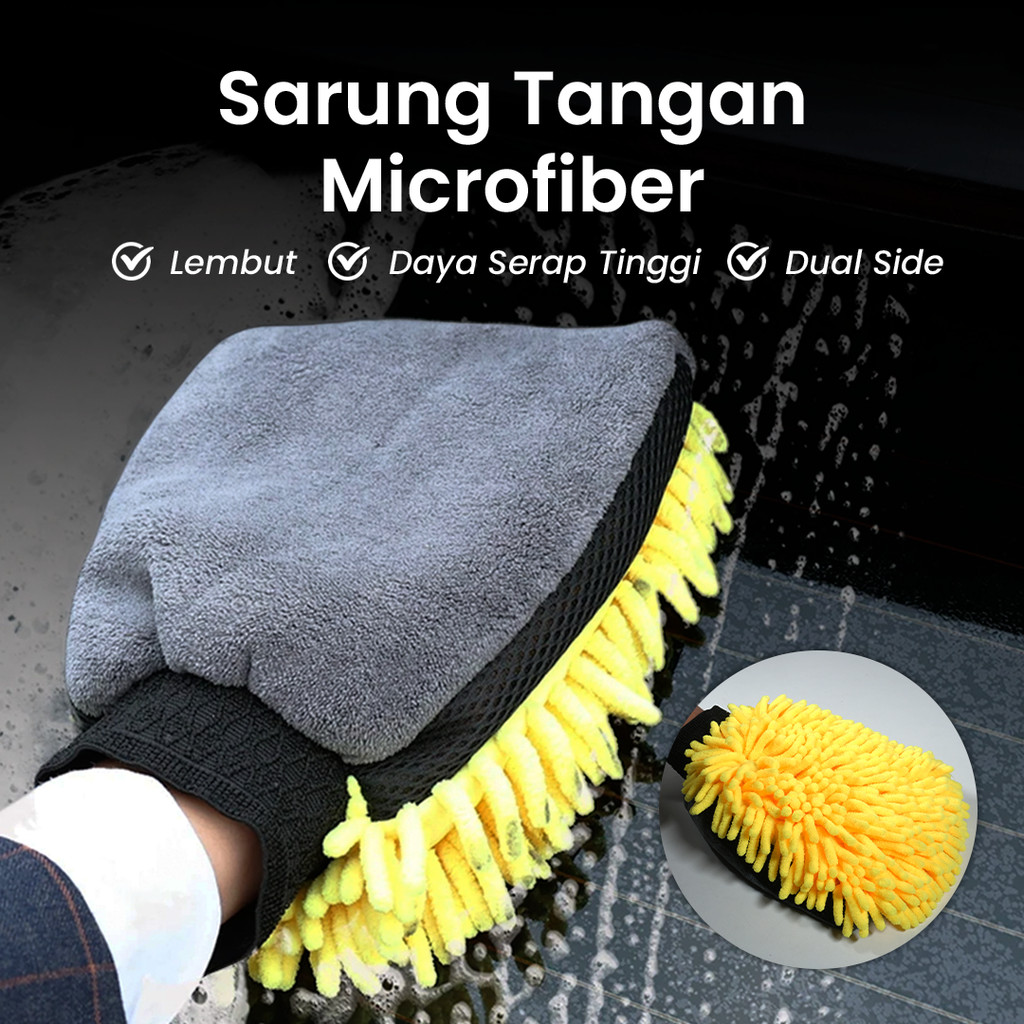 Byfa Sarung Tangan Lap Mobil Microfiber Wool Dual Side Car Wash Glove - L-12