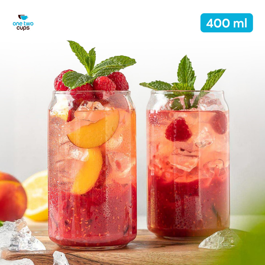 One Two Cups Gelas Kaca Borosilikat Aesthetic Can Shaped Glass 400ml - CXX186