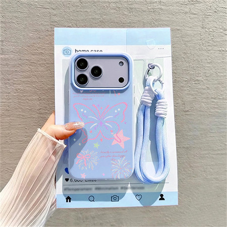Set Tali Gemoy Kupu-Kupu Pelangi Case Hp Oppo Reno 15F A6X A6 Pro 14F A3X A5 Pro A5I A5 2025 Case