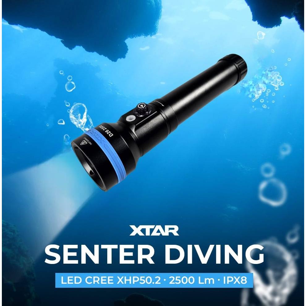 XTAR Senter Selam Diving LED CREE XHP50.2 Waterproof IPX8 2500 Lumens - D26 II