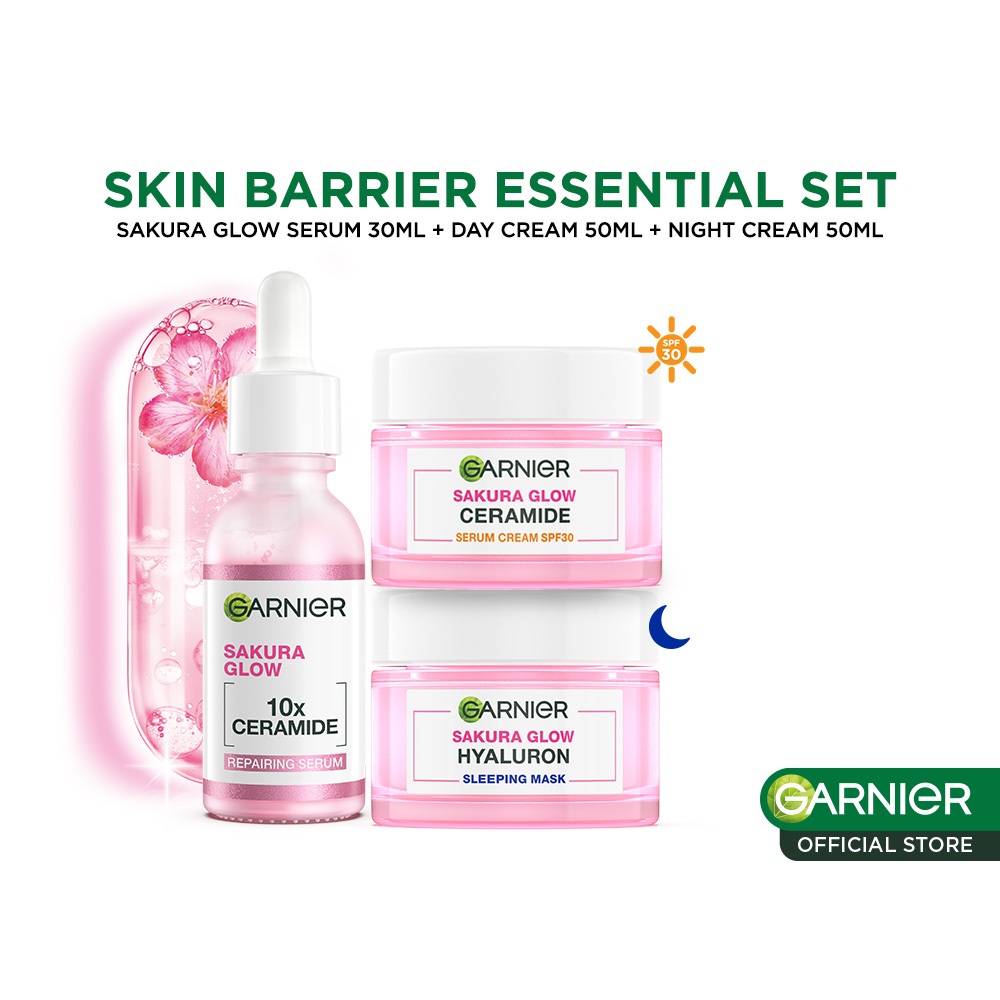 Paket Skincare Garnier Sakura Glow Skin Barrier Daily Set Untuk Glowing & perbaiki skin barrier seha