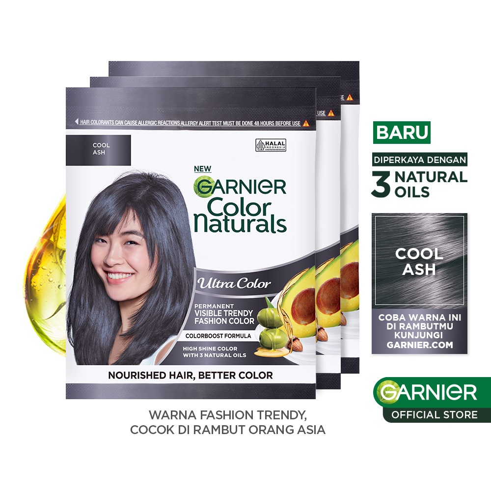Garnier Color Naturals Hair Color - Pastel Color - Pewarna Rambut | Cat Rambut - Ultra Cool Ash x3Pc