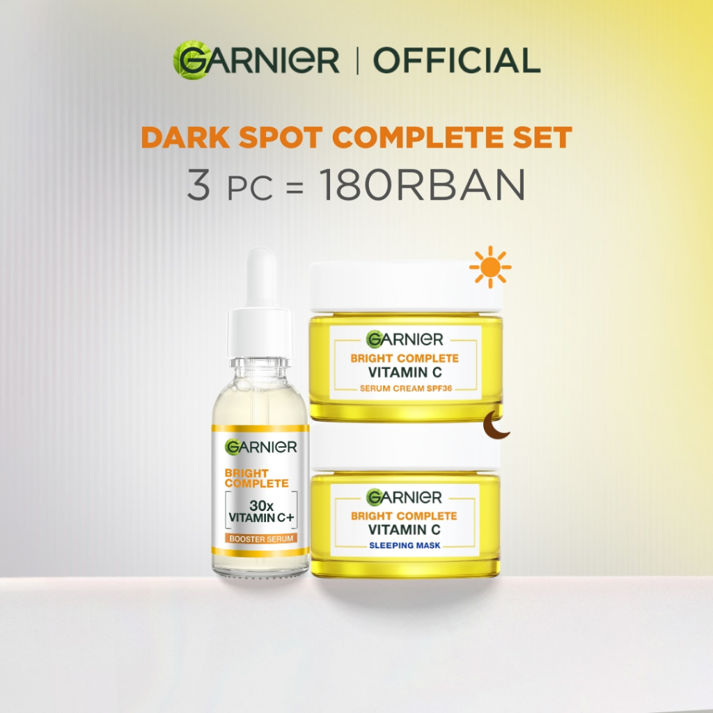 GARNIER Paket Skincare 1 Set Lengkap Vitamin C Brightening Daily Set Serum & Cream| Day Cream 50 ml 