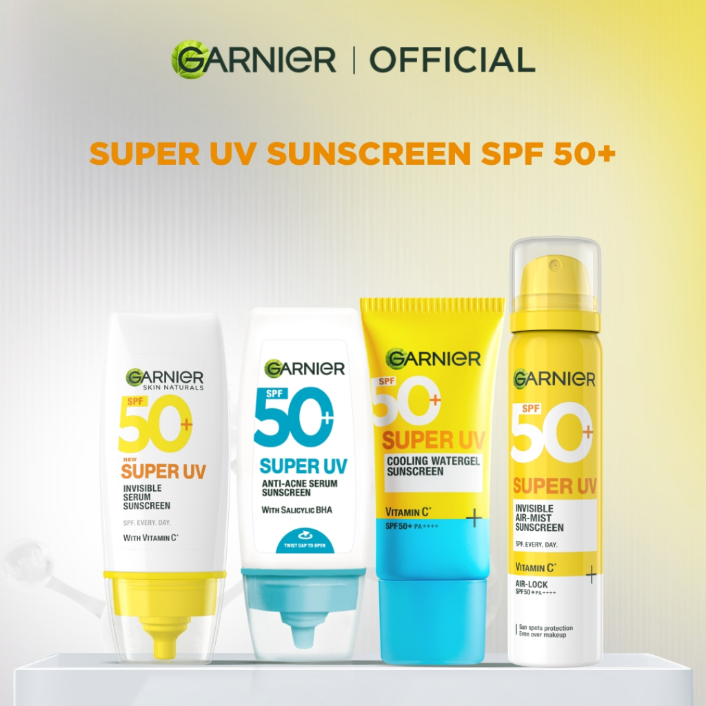 GARNIER Super UV Serum Sunscreen ALL VARIANT SPF 50+ PA++++ Vitamin C Skincare - 30ml Sunblock Mence