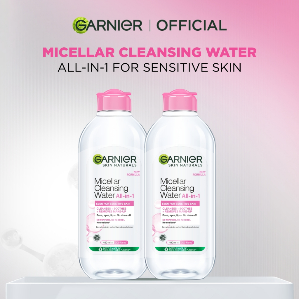 [BEST SELLER] ISI 2 GARNIER Micellar Water Pink 400ml Skincare Cleansing - Pembersih Wajah & Make up
