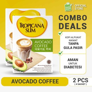 Twin Pack - Tropicana Slim Avocado Coffee 4 Sachet - Kopi Susu Nikmat Tanpa Gula Pasir