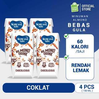 

Tropicana Slim Almond Drink Chocolicious 190ml (4 pcs) - Minuman Almond Cokelat Bebas Gula Ready to Drink