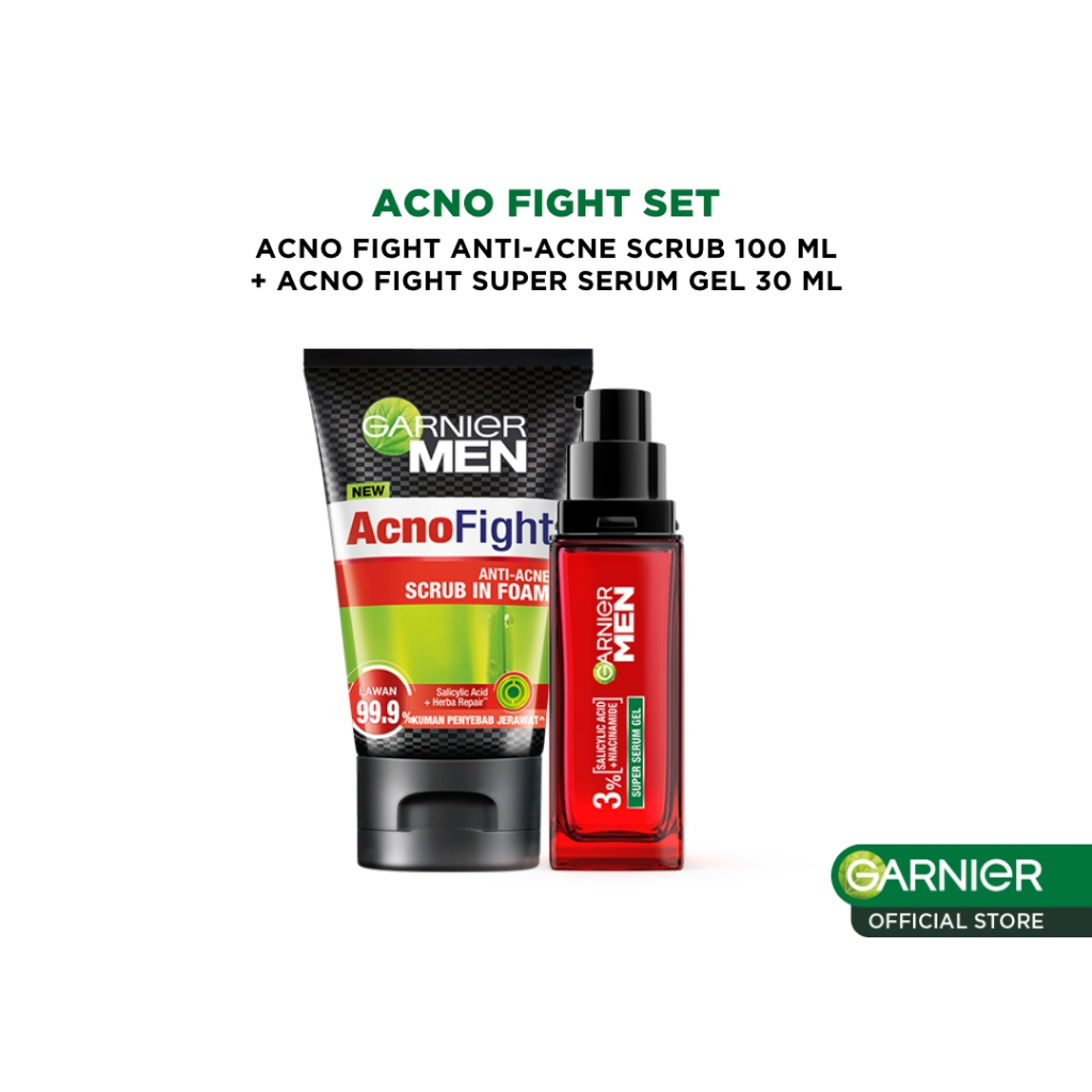Garnier Men Anti Acne Simple Set - Acno Fight Super Serum Gel 30 ml + Acno Fight Anti-Acne Scrub 100