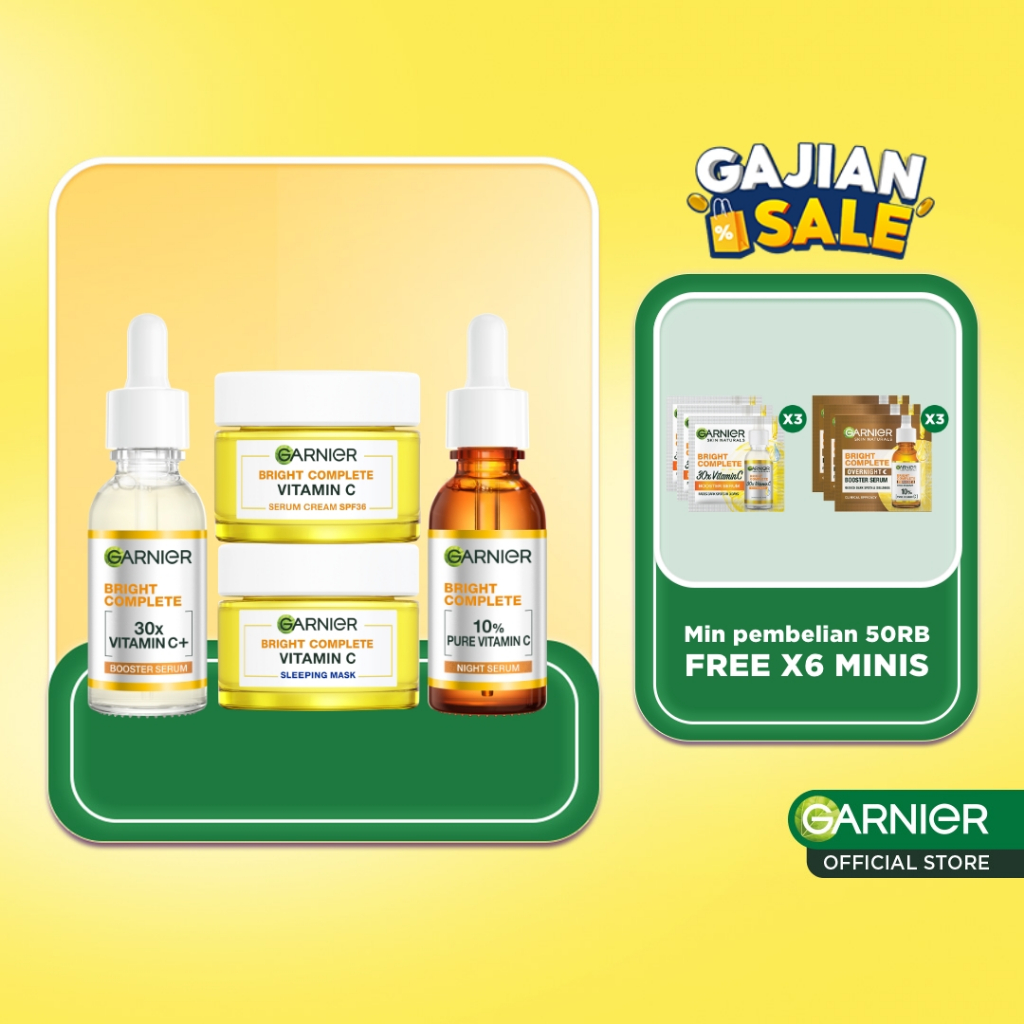 Garnier Vitamin C Complete Kit Bright Complete Serum 30 ml + Overnight Serum 30ml + Bright Complete 