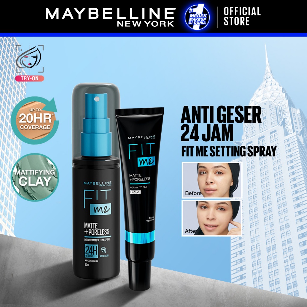 PAKET MAKEUP Fit Me Primer + Setting Spray - Tahan lama hasil Matte Hingga 16 Jam