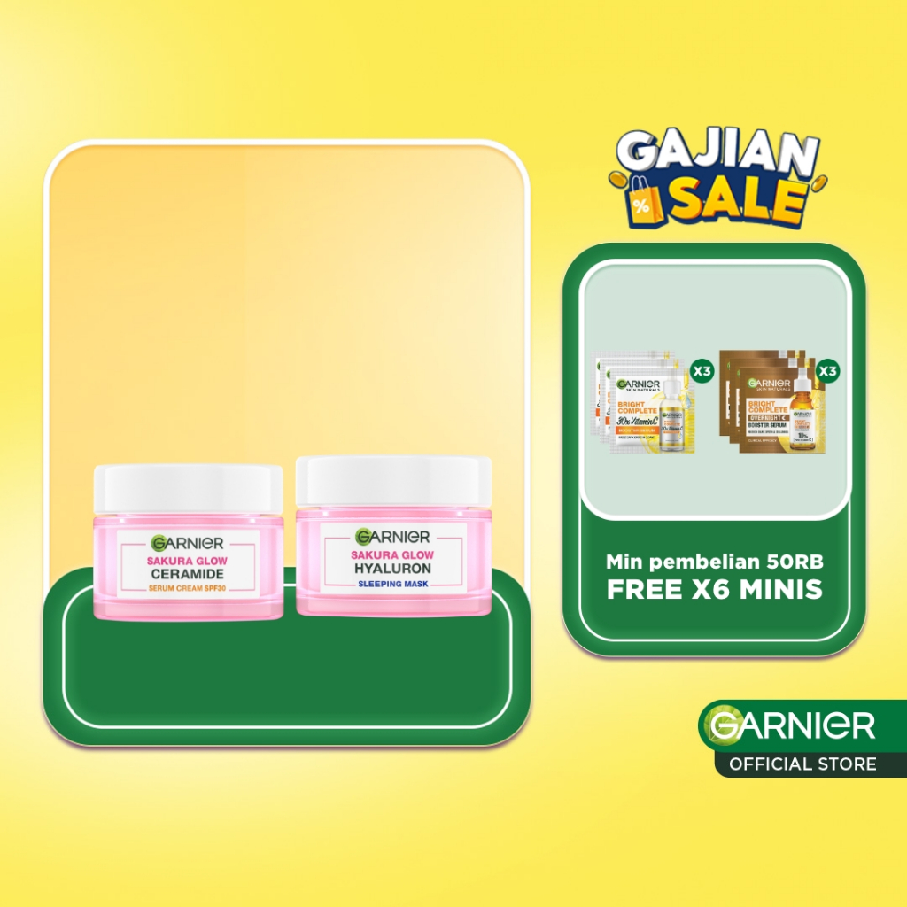 Paket Skincare Garnier Sakura Glow Skin Barrier Simple Set - Untuk Kulit Glowing Anti Ribet & Perbai