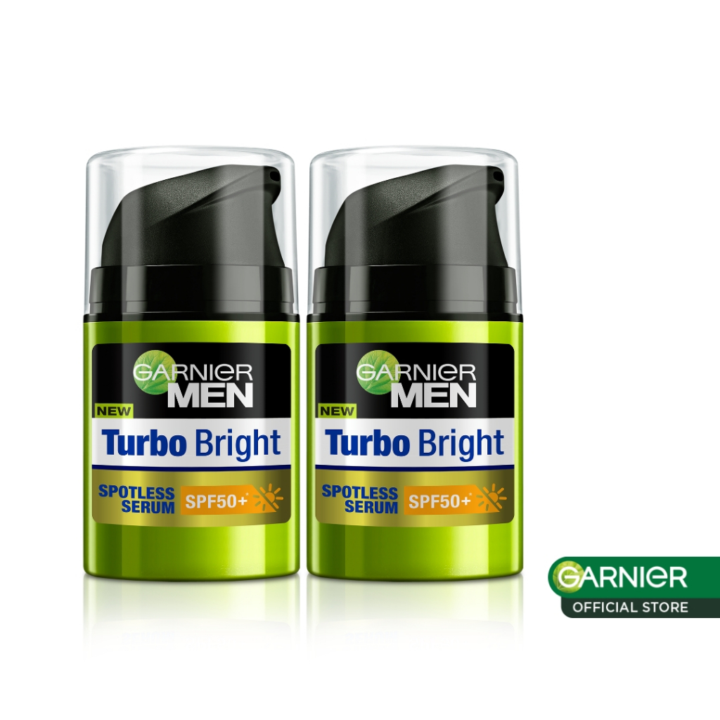 (PAKET HEMAT ISI 2) Garnier Men Turbo Bright Spot-proof Serum SPF50+ 40ml Skincare (Serum Wajah Pria