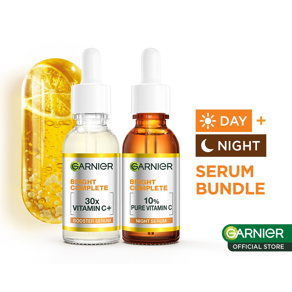 Paket Skincare Garnier Bright Complete Vitamin C Day & Night Serum Kit – Paket Serum Pagi & Malam de