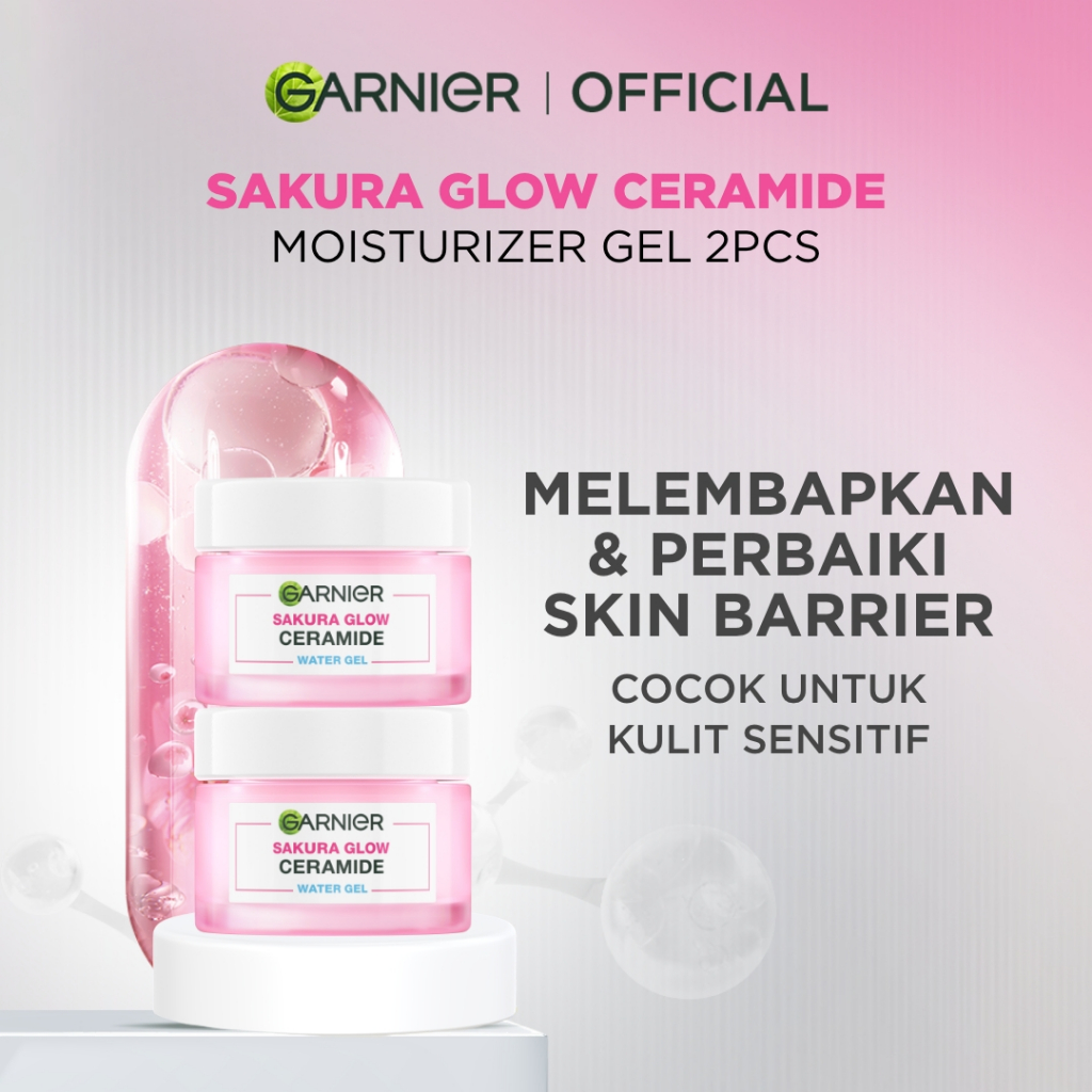 [PAKET HEMAT ISI 2] GARNIER Sakura Glow Ceramide Barrier Moisturizer Gel 50ml Skincare Water Gel Pel