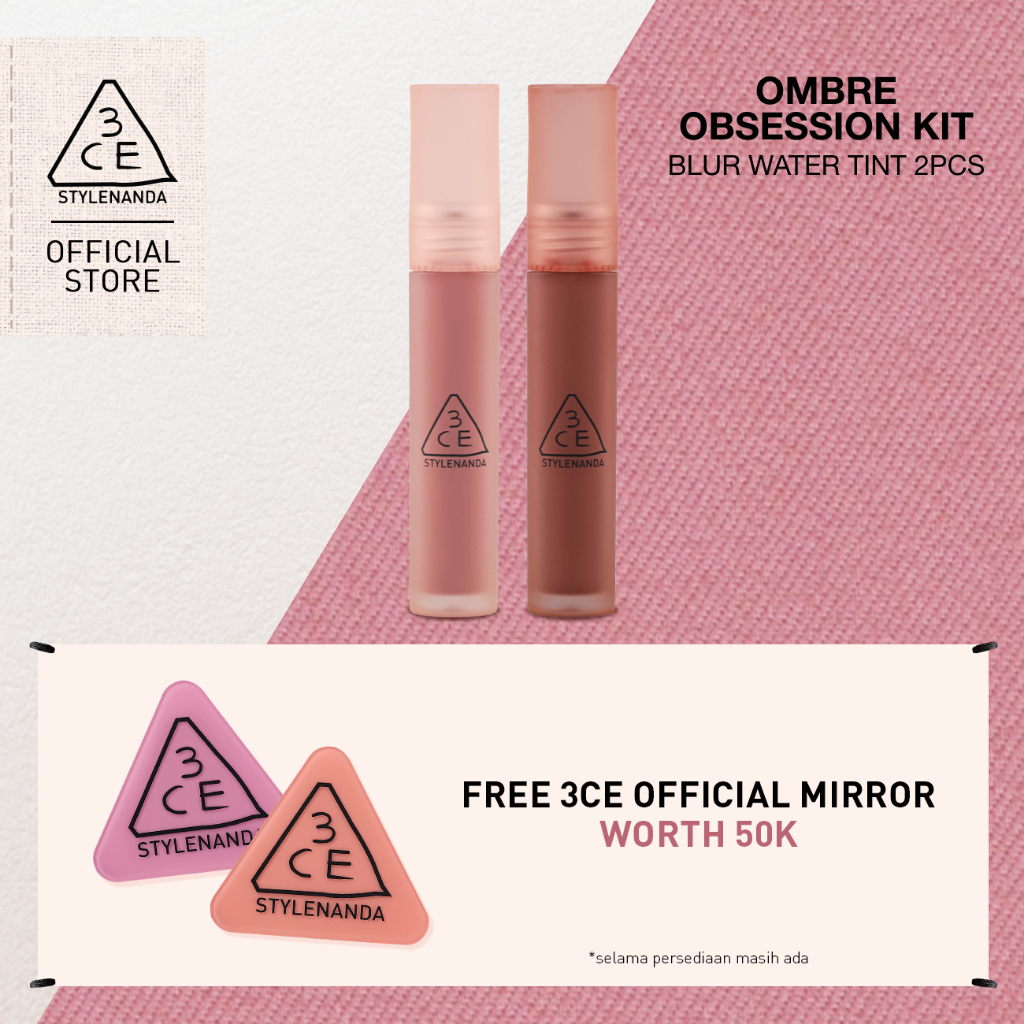 [FREE 3CE OFFICIAL MERCHANDISE] 3CE Ombre Obsession Kit - Blur Water Tint - Liptint Transferproof Lo