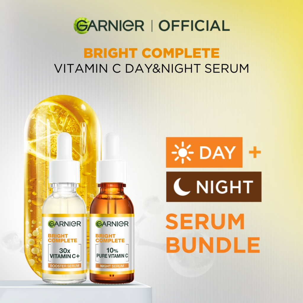 Paket Skincare Garnier Bright Complete Vitamin C Day & Night Serum Kit – Paket Serum Pagi & Malam de