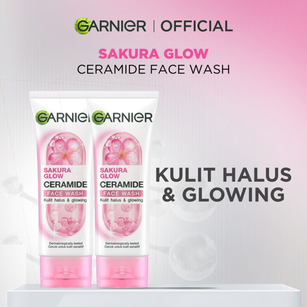 [PAKET HEMAT ISI 2] GARNIER Facial Wash Sakura Glow Ceramide Skin Barrier 100ml Skincare Pembersih W