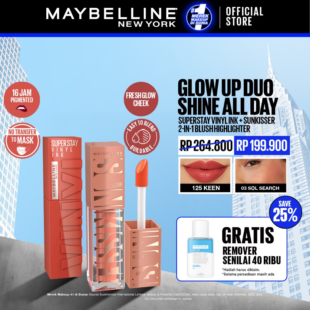 [EXCLUSIVE SHOPEE] MAYBELLINE OFFICIAL Glow Up Duo Shine All Day - Sunkisser 2-in-1 Blush Highlighte